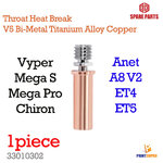 V5 Throat Titanium Alloy Copper Throats V5 Bi-Metal Heatbreak For ANYCUBIC Mega Vyper Chiron Hotend Extruder 3D Pritner Part