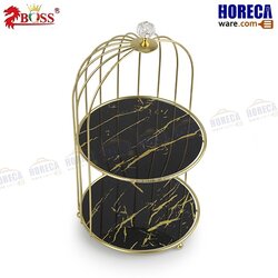 ที่โชว์เค้ก 2ชั้น แบบกรงนกสีทอง บอส
