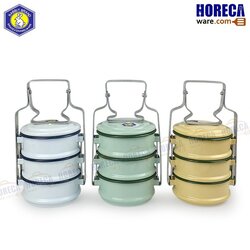 สีสัน ปิ่นโต 10/3 สีเดียว ขอบเขียว/น้ำเงิน(ขาว เหลือง เขียวมิ้น) กระต่าย-สุขสันต์