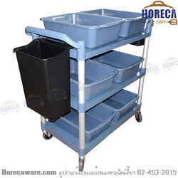 รถเข็นเก็บจาน ใหญ่(รถ+อ่างใหญ่6ใบ+อ่างข้าง2) บอส [bss-zb-swc-l]