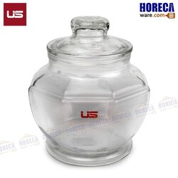 Glass lid jar, flat shape, 2150 ml, US