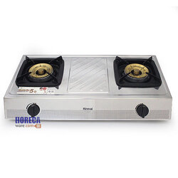 เตาหัวคู่ ฝาเฟืองทองเหลือง รุ่น RN-rt-902scc ตรารินไน