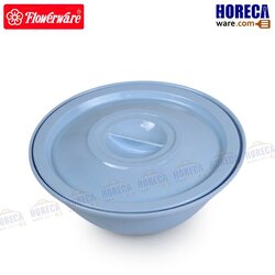 [สีฟ้า] ชามกลมมีฝาใหญ่ 6นิ้ว ฟลาวเวอร์แวร์-เดิม