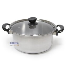 หม้อ 2 หู 22 ซม.ฝาแก้ว ตราพระจันทร์