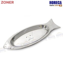 จานสแตนเลสรูปปลา [สีเงิน] 35 ซม. โซนเนอร์