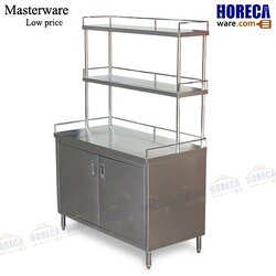 Water counter 120x60x85 cm. with 2 mezzanine levels 120x30x40+400 Masterware