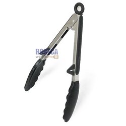 ที่คีบซิลิโคนสีดำ 9นิ้ว มีขาตั้งวาง ตราเพนกวิน