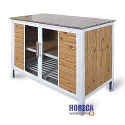 Counter top cabinet, granite, 110 cm, wood pattern, Kitchen brand