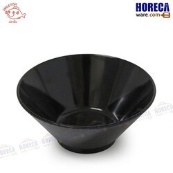 ชามกลมปากบานทรงญี่ปุ่น 6 นิ้ว [สีดำ] ตราปลายิ้ม