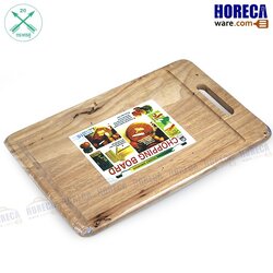 Rubberwood cutting board with handle 10x16 inches arrow