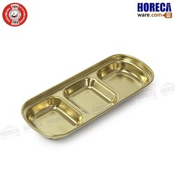 สีทอง ถ้วยน้ำจิ้มเหลี่ยม 3 ช่อง โฟโฟ้