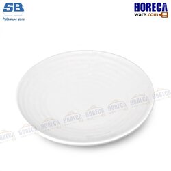 จานกลมมีลอนลายคลื่น 8นิ้ว [สีครีม] เอสบี