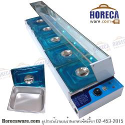 ตู้โชว์อาหาร พร้อมอุ่น แนวยาว 5 ถาด HBM-25 นาโนเทค [nt-016-008-6]