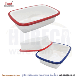 [Retro]ชามสี่เหลี่ยมผืนฟ้า 6x4.5นิ้ว ขอบแดง ฟิกเกอร์ [fg-b582-6r]