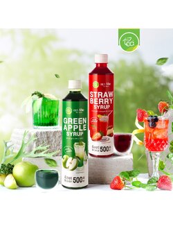 ไซรัปแอปเปิ้ล ไซรัปสตรอว์เบอร์รี่ 500 ml ตรา ทีอีเอ ไซรัปผลไม้ แต่งกลิ่น Syrup