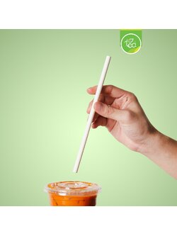 [6,8,12mm] หลอดดูดน้ำ กระดาษ ย่อยสลายได้ หลอดกระดาษ ทรงตรง Paper Straw สีขาว 100 ชิ้น/แพ็ค