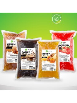 ท็อปปิ้ง วุ้นสำเร็จรูป 1 kg บุก เจลลี่ ชานมไข่มุก วุ้นน้ำผึ้ง วุ้นคาราเมล วุ้นสตอเบอรี่ วุ้นกาแฟ วุ้นคาราจีแนน Honey Jelly Topping ตรา ทีอีเอ