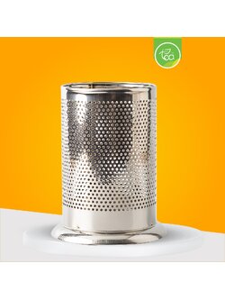 กระบอก สแตนเลส มีรู ใส่ของ ใส่หลอด ใส่ช้อน ทรงกระบอก ขนาด 17 cm 1 ชิ้น