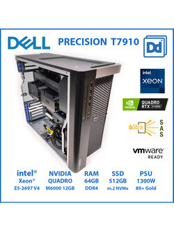 DELL Precision T7910 Workstation Dual Xeon E5-2697 V4 36C/72T RAM 64GB NVMe512GB + SAS 4TB
