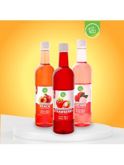 ไซรัปแต่งกลิ่น น้ำหวานเข้มข้น ลิ้นจี่ สตรอว์เบอร์รี่ พีช น้ำเชื่อมเข้มข้น ขนาด 750 ml ตรา ทีอีเอ