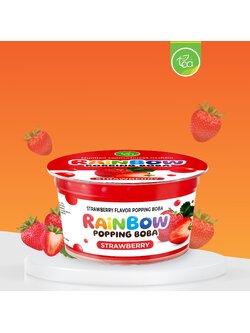 มุกป๊อป ไข่มุกป๊อป รสสตรอว์เบอร์รี่ 130 กรัม เรนโบว์ป๊อปปิ้ง ป๊อปปิ้งโบบา เม็ดป๊อป Rainbow Popping Boba Strawberry ตรา ทีอีเอ