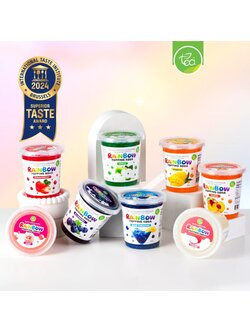 มุกป๊อป ไข่มุกป๊อป แบบถัง ขนาด 907 กรัม มุกป๊อปเรนโบว์ มุกป๊อบปิ้ง ป๊อปปิ้งโบบา Rainbow Popping Boba ท็อปปิ้ง รสผลไม้ สำเร็จรูป พร้อมทาน ตรา ทีอีเอ