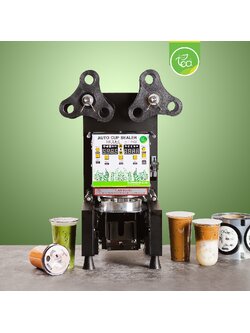 เครื่องซีลฝาแก้วPP ปิดฝาแก้ว ซีลแก้วชานมไข่มุก อัตโนมัติ นับจำนวนแก้ว สีดำ รุ่น TEA-FAU01 MODEL