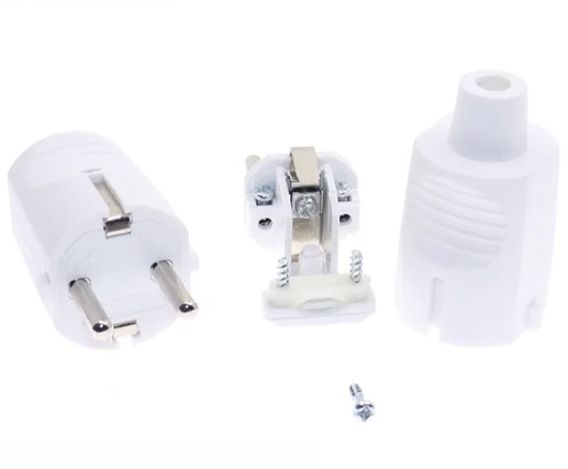 หัวปลั๊ก EU AC 250V 16A สีขาว European Plug Electrical Plug Socket Outlets White color Extension Adapter Power Cord Connector German male plug