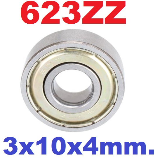 แบริ่ง 623zz Ball Bearing 3x10x4mm ใส่แกน 3mm. Bearing steel 623-ZZ 3*10*4mm High Quality Chrome Steel ตลับลูกปืน