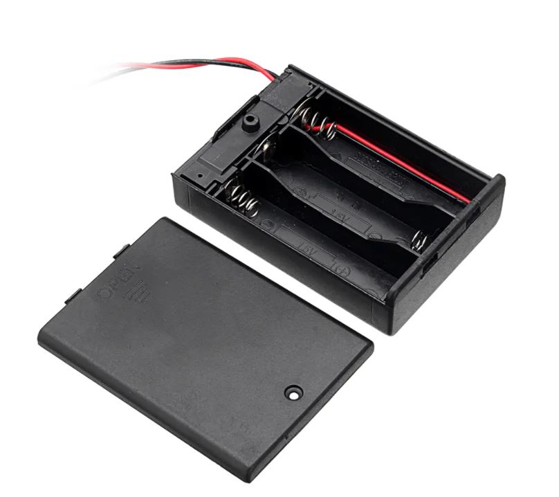 รางถ่าน AA 3 ก้อน 4.5V มีสวิตช์ ฝาปิด พร้อมสายไฟ 3 Slots AA Battery Box Battery Holder Board with Switch for 3xAA Batteries DIY kit Case