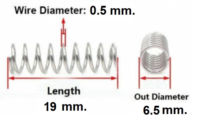 สปริงขดแบบกด ขนาด 6.5x19 mm. Compression Spring Pressure Spring Steel สปริงกด สปริงดัน