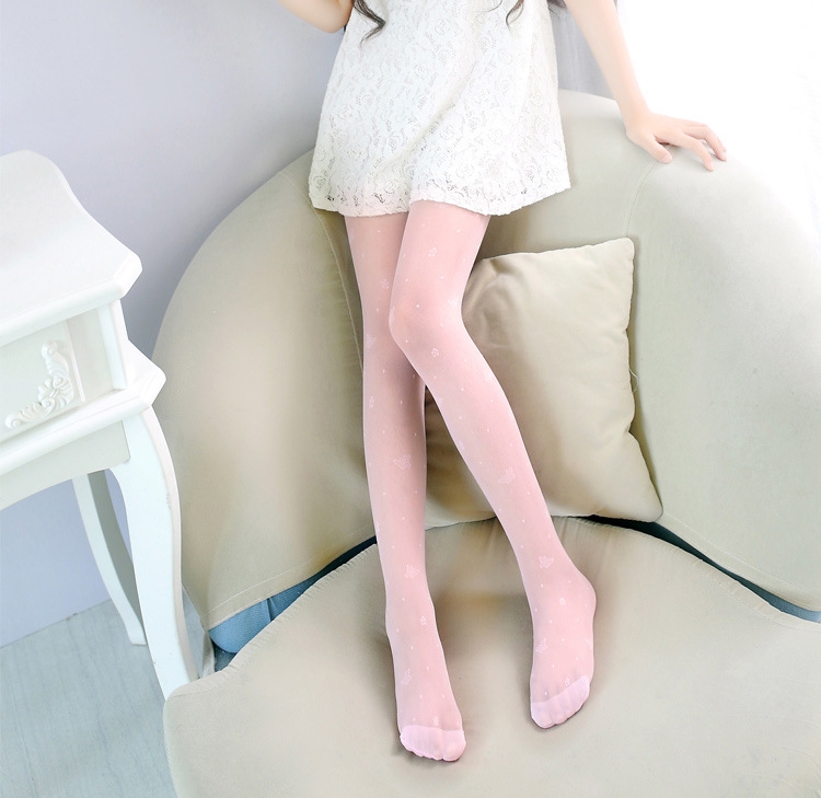 ถุงน่องเด็กสีชมพู แบบโปร่ง ลาย ผีเสื้อน่ารัก