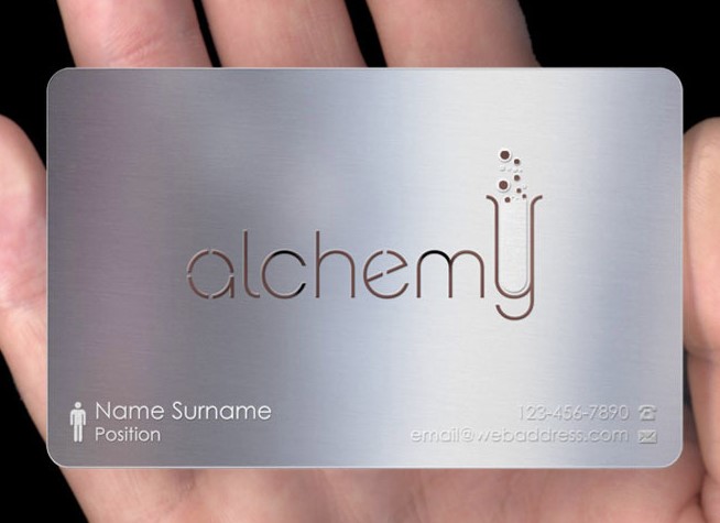 นามบัตรอลูมิเนียมว่างเปล่า สีเงิน ขนาด 86x54mm. หนา 0.45มม.1 กล่องมี 50 แผ่น Silver Aluminum Alloy Card Engraving Metal Business Access Business Card Blank Thickness 0.45mm.