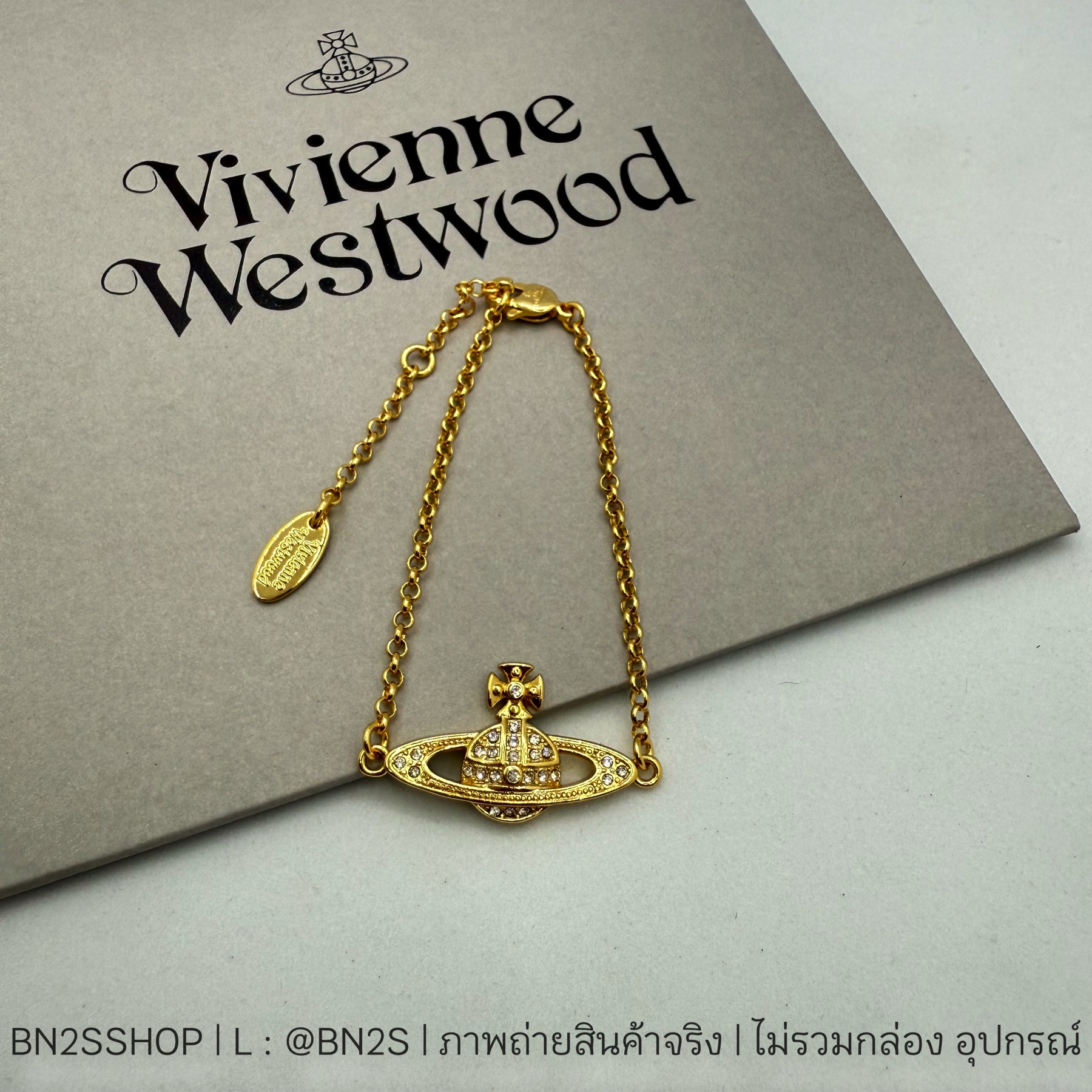 อะไหล่ทอง | Vivienne Westwood Mini Bas Braclete สร้อข้อมือจี้ดาวเสาร์สายโซ่ งานสวย