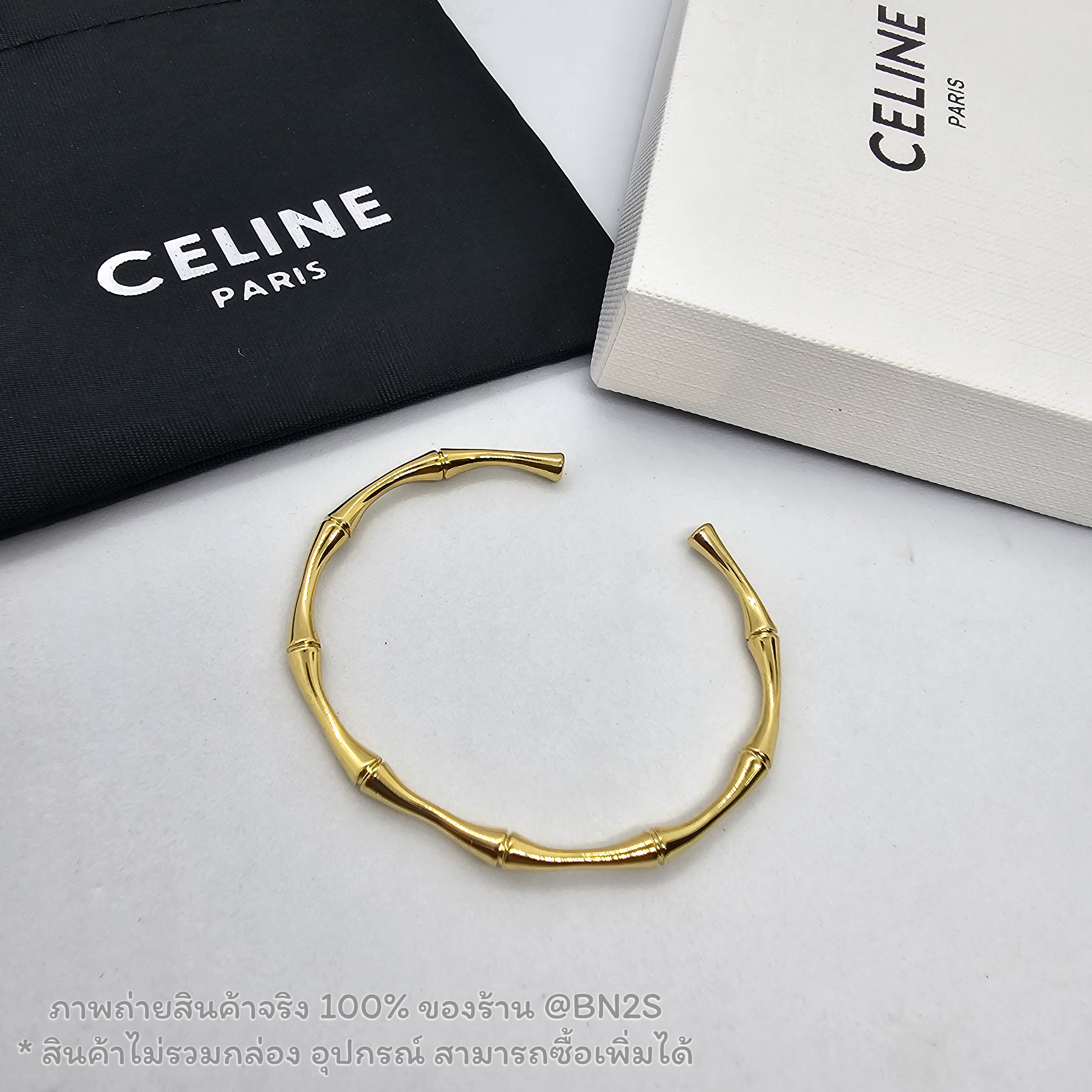 กำไลข้อมือ CELINE อะไหล่สีทอง ทรงไม่ไผ่ ฟรีไซส์ปรับระดับได้ สินค้าร้อมส่ง ภาพถ่ายสินค้าจริง ไม่รวมกล่อง อุปกรณ์