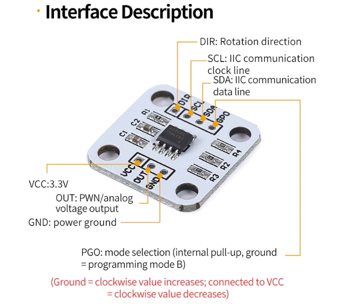 AS5600 magnetic encoder 12bit high precision magnetic induction angle measurement sensor module