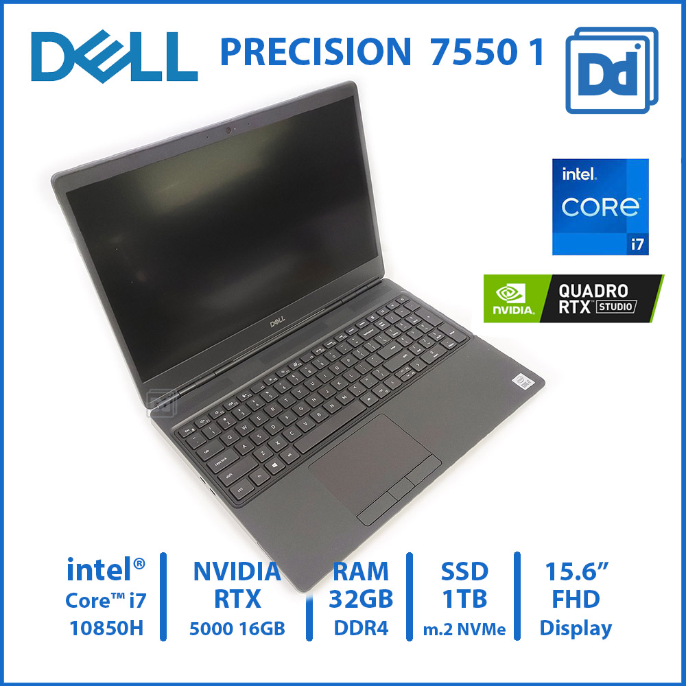 DELL PRECISION 7550 INTEL i7-10850H NVIDIA RTX 5000 16GB RAM 32GB NVMe 1TB USED 1 โน๊ตบุ๊คทำงาน