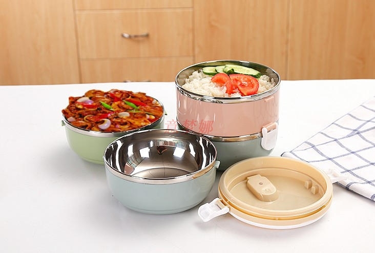 ปิ่นโตสแตนเลส 4 ชั้น สีพาสเทล