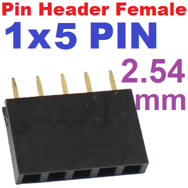 Pin Header Female 1x5 Pin Single Row Pitch 2.54mm High 8.5 mm. Straight pin