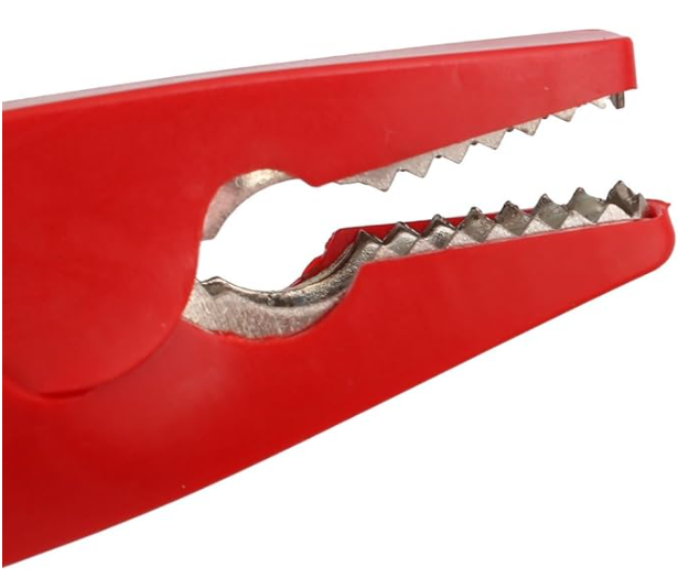 ปากคีบจระเข้ ใช้ร่วมกับปลั๊กกล้วย 4mm สีแดง เปลือกหุ้มทั้งหมด All-Inclusive Sheath Round Handle Open 20mm Alligator Test Clip Alligator 4mm Banana Plug Cable red color