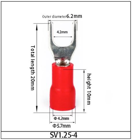 SV1.25-4 หางปลาแฉก สีน้ำเงิน แพ็คละ 20 ตัว SV Series Crimp Terminal Fork Spade Wire Connector Copper Insulated Forked SV1.25