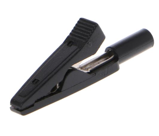 ปากคีบจระเข้ ขนาดเล็ก สีดำ Alligator Clips 2mm Banana Jack Clamp Test Wire Clip Terminal black color