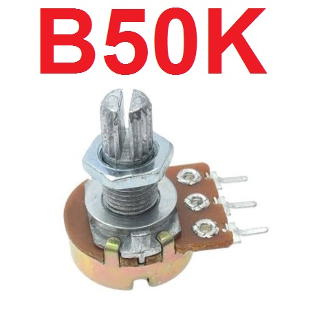 ตัวต้านทานปรับค่าได้ B50K แกนยาว 15mm. 3ขา WH148 Single 3pin handle Shaft length 15mm single potentiometer Linear Potentiometer With Nuts And Washers