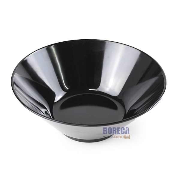 Japanese style round bowl with flared mouth, 7.75 inches, black, Smiling Fish brand