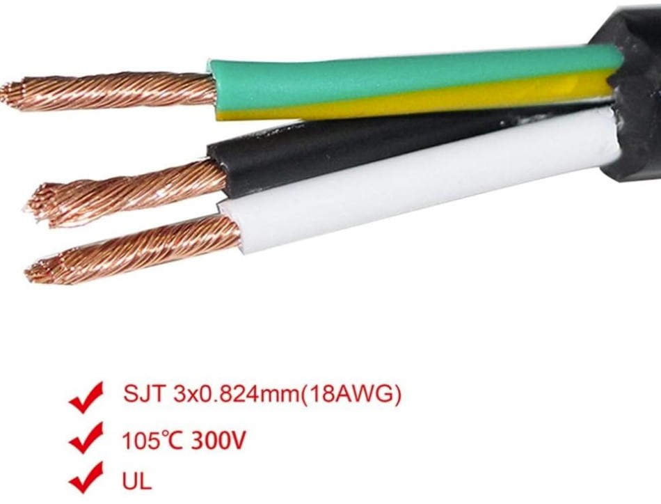 AC Power 300V 18AWG 3C ยาว 2 เมตร 0.824sq.mm. สาย AC สายต่อคอมพิวเตอร์ PC Computer Power Cord