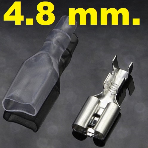 หางปลา 4.8 mm. พร้อมเปลือกหุ้ม female crimp terminal connector with transparent sheath inserted spring 4.8mm insulation plug spring insert pure copper tinned