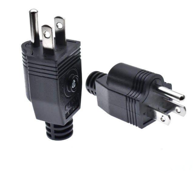 หัวปลั๊ก US American 3 Pin Nema 5-15P AC Power Plug Adapter Rewireable Extension Cord Connector
