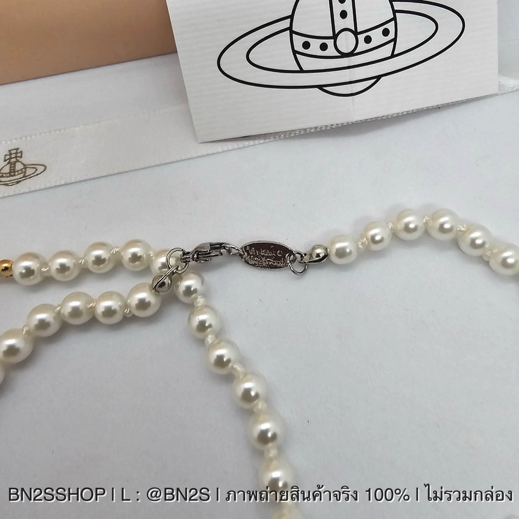 สีทอง | Vivienne Westwood Mini Bas Pearl Chocker สร้อยคอไข่มุกวิดวียน จี้ดาวเสาร์ฝังเพชร รุ่นนี้ขายดีสุด ต้องมีเลย