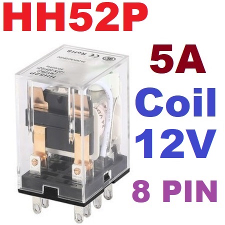Relay Coil 12Vdc Contact 240Vac 5A DPDT 8PIN HH52PL MY2N-J รีเลย์
