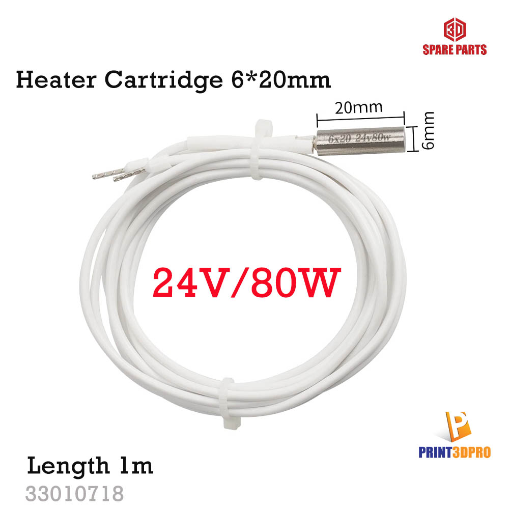 3D printer Part Heating Tube 6x20mm 24V 80W length 1m High Temp